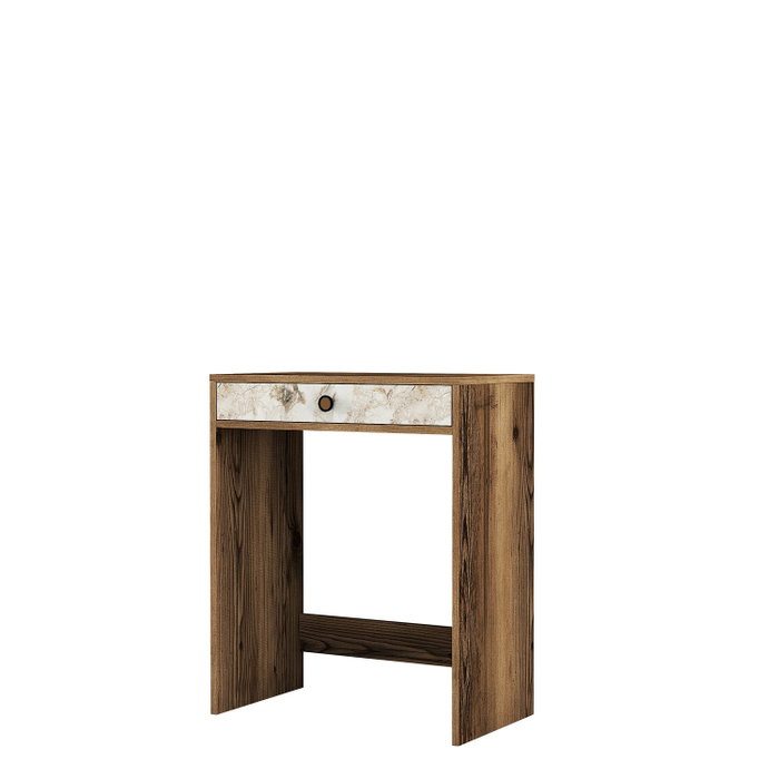 Hanah Home Lizbon Mesa de Maquillaje, Nogal, Blanco, Mármol