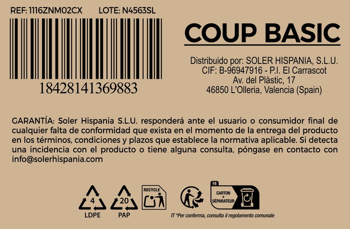 La Mediterranea Plato Llano Opal Coup Basic 25,4 cm (30 Unidades) de la colección Coup Basic de 428 g c/u