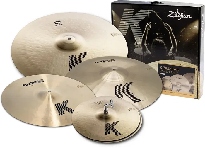 Zildjian Juego de Platos K Paper Thin (HH 14", Crash 16", Crash 18", Ride 20") - Serie Versátil, Sonido Oscuro y Explosivo, Martilleado Rediseñado