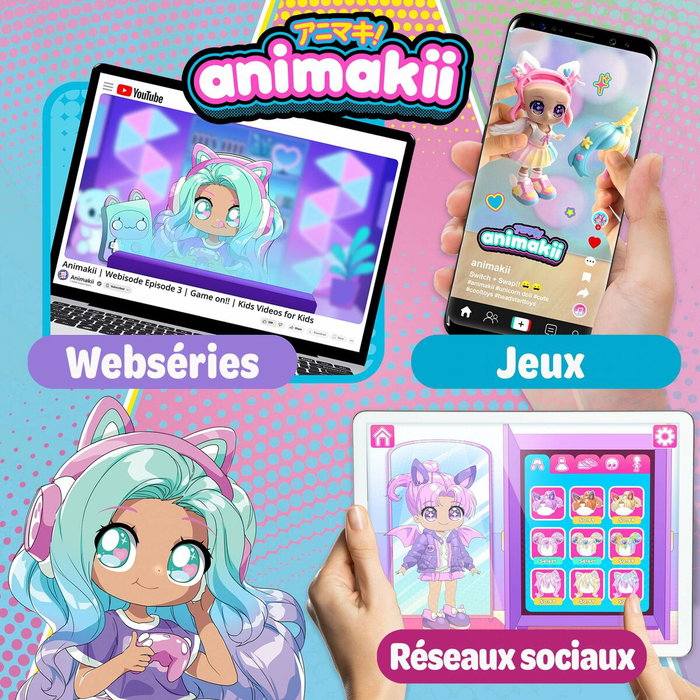Bandai Muñeca personalizable Animakii Piruleta y Chicle HEA26351