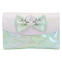 LOUNGEFLY Cartera Disney La Sirenita Iridescent Pearl, Poliuretano efecto escamas, 15.2x10 cm, 7 ranuras para tarjetas, 1 ranura para DNI, forro interior a juego