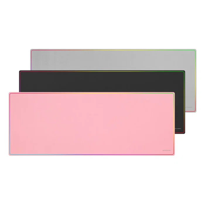 Mars Gaming Alfombrilla Gaming MMP224 XXL para Ratón con Borde Rainbow - Superficie Nanotextil de Alta Precisión y Base Antideslizante - Negro, 880x330x3mm