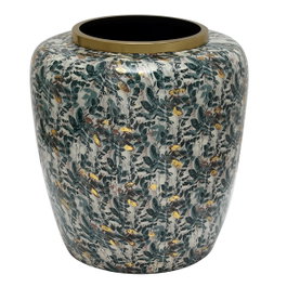 DKD Home Decor Jarrón de Metal Verde y Dorado 33x33x35,5 cm