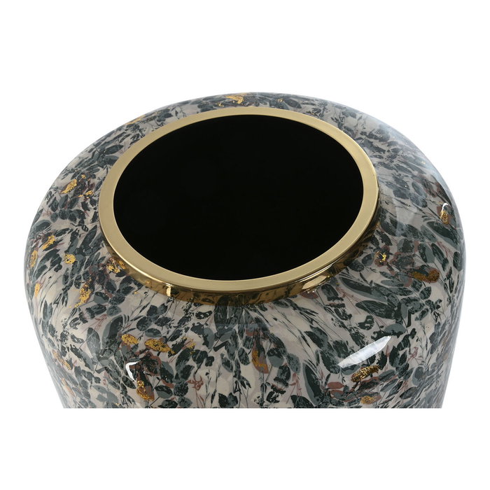 DKD Home Decor Jarrón de Metal Verde y Dorado 33x33x35,5 cm