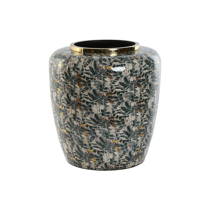 DKD Home Decor Jarrón de Metal Verde y Dorado 33x33x35,5 cm