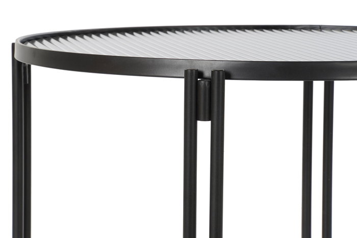 DKD Home Decor Mesa de Centro de Metal y Cristal Negro
