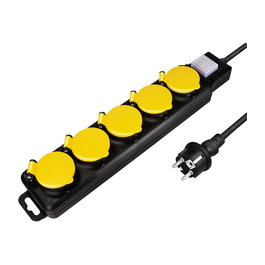 LogiLink Regleta de exteriores con 5 tomas de seguridad e IP44, negro