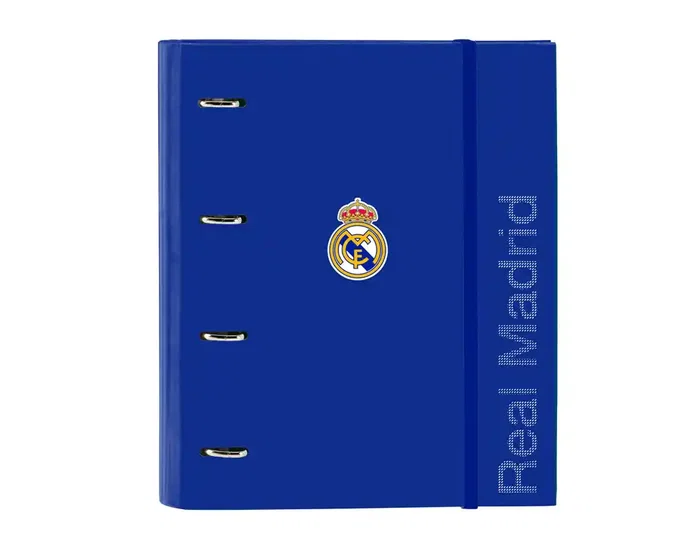 Safta Carpeta de Anillas A4 con Recambio, Cuadrícula 5 mm, Goma y Separadores, Diseño Real Madrid 3ª Equipación 25/26, 4 Anillas de 35 mm, Cartón Forrado