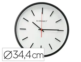 Q-connect Reloj de Pared Redondo de Plástico Negro 34,4 cm Movimiento Silencioso