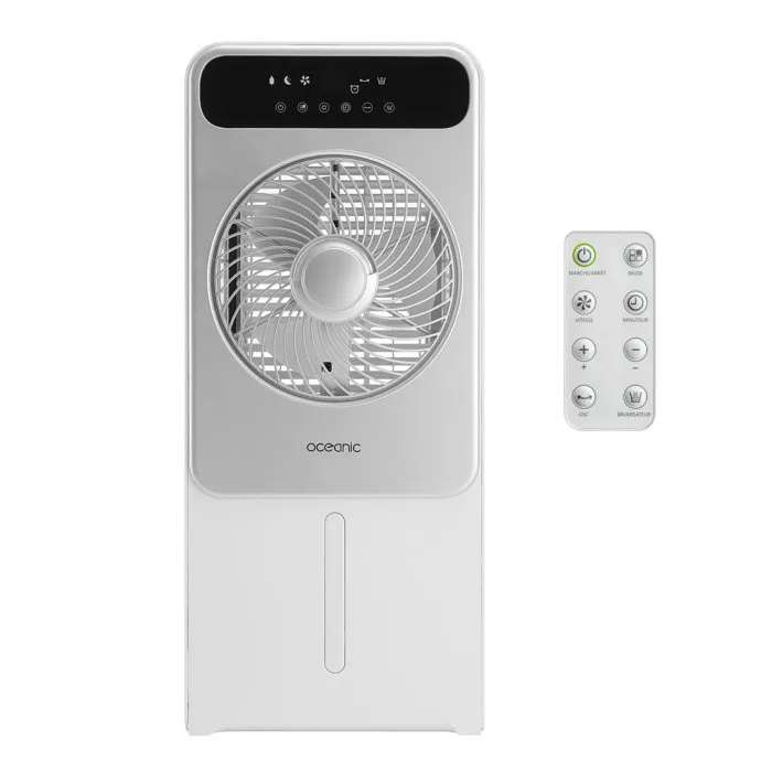 Oceanic Ventilador nebulizador 3 en 1 de 50W, 23 cm, con pantalla LED, control remoto y motor DC, gris y blanco Oceanic Ventilador nebulizador 3 en 1 de 50W, 23 cm, con pantalla LED, control remoto y motor DC, gris y blanco