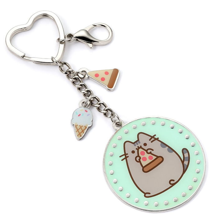THE CARAT SHOP Llavero Pusheen Pizza con temática de comida, aleación de zinc, accesorio para llaves, regalo para fans