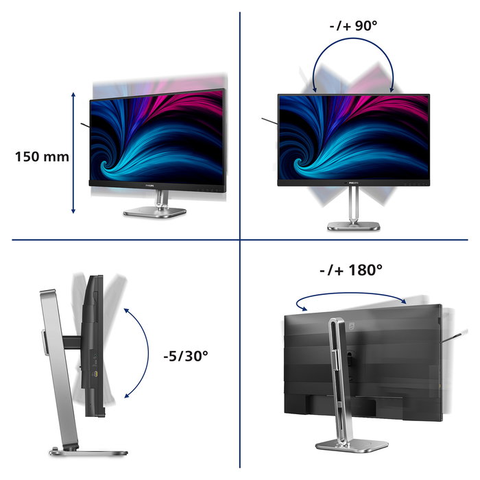 Philips 27B2N4500/00 Monitor 27" Quad HD IPS 120Hz USB HUB Altavoces Ajuste de Altura Giratorio HDMI DP Philips 27B2N4500/00 Monitor 27" Quad HD IPS 120Hz USB HUB Altavoces Ajuste de Altura Giratorio HDMI DP
