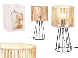 Giftdecor Lámpara Sobremesa Base Cónica Tulipa Cuerda 20.5x30x20.5 cm Negro y Natural (Set de 4)