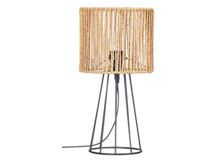 Giftdecor Lámpara Sobremesa Base Cónica Tulipa Cuerda 20.5x30x20.5 cm Negro y Natural (Set de 4)