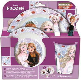 Frozen Set Micro Kids 5 Pcs Autum Leaves - Plato, Cuenco, Vaso 260 ml y Cubiertos, Edad Recomendada 36 Meses