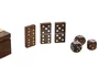 DKD Home Decor Set de 3 Piezas Sheesham y Cristal (2 Juegos) de 15x12,5x4,6 cm de colores Marrón y Dorado