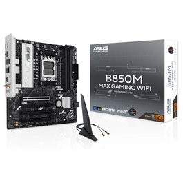 ASUS Placa Base B850M MAX GAMING WiFi, Socket AM5, Compatible con AMD Ryzen 7000/8000/9000 Series, DDR5, WiFi 6, Micro ATX