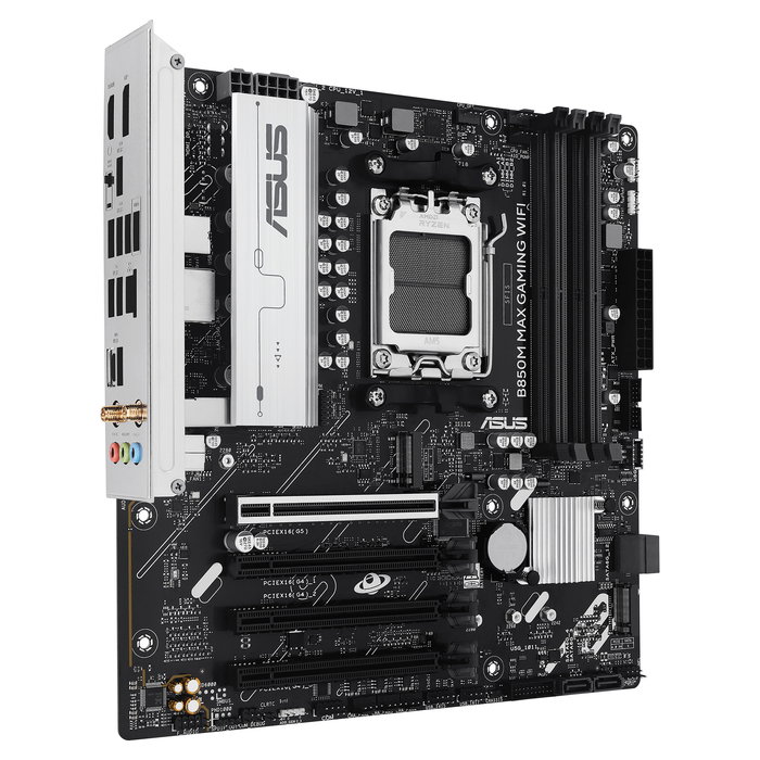 ASUS Placa Base B850M MAX GAMING WiFi, Socket AM5, Compatible con AMD Ryzen 7000/8000/9000 Series, DDR5, WiFi 6, Micro ATX ASUS Placa Base B850M MAX GAMING WiFi, Socket AM5, Compatible con AMD Ryzen 7000/8000/9000 Series, DDR5, WiFi 6, Micro ATX