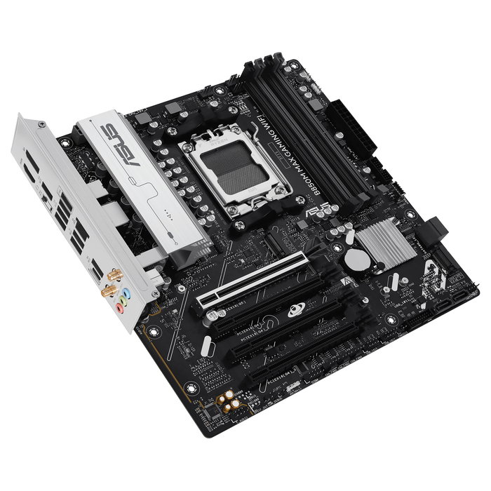 ASUS Placa Base B850M MAX GAMING WiFi, Socket AM5, Compatible con AMD Ryzen 7000/8000/9000 Series, DDR5, WiFi 6, Micro ATX ASUS Placa Base B850M MAX GAMING WiFi, Socket AM5, Compatible con AMD Ryzen 7000/8000/9000 Series, DDR5, WiFi 6, Micro ATX