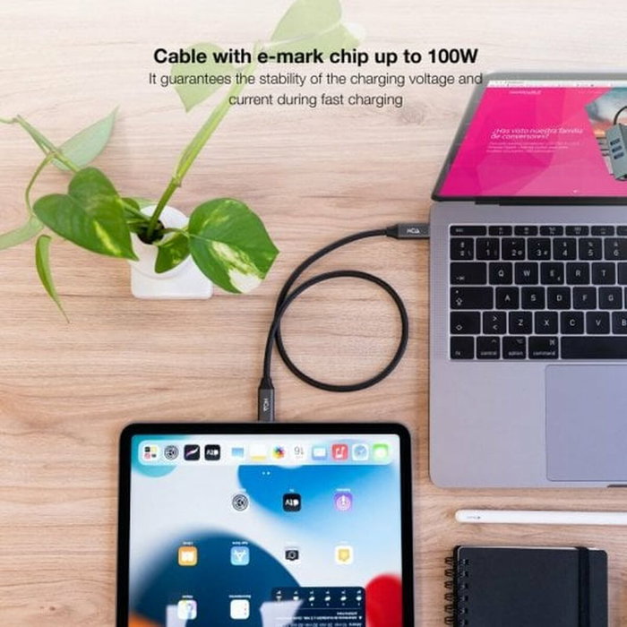 Nanocable 10.01.4303 Cable USB-C a USB-C 3m 20Gbps 100W 4K/60Hz Gris y Negro
