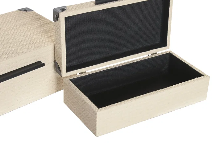 DKD Home Decor Set de 2 Cajas de Madera 34x20x12 Beige y Negro DKD Home Decor Set de 2 Cajas de Madera 34x20x12 Beige y Negro