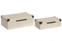 DKD Home Decor Set de 2 Cajas de Madera 34x20x12 Beige y Negro
