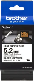 Brother HSe-211E Cinta tubo termorretráctil Negro sobre Blanco