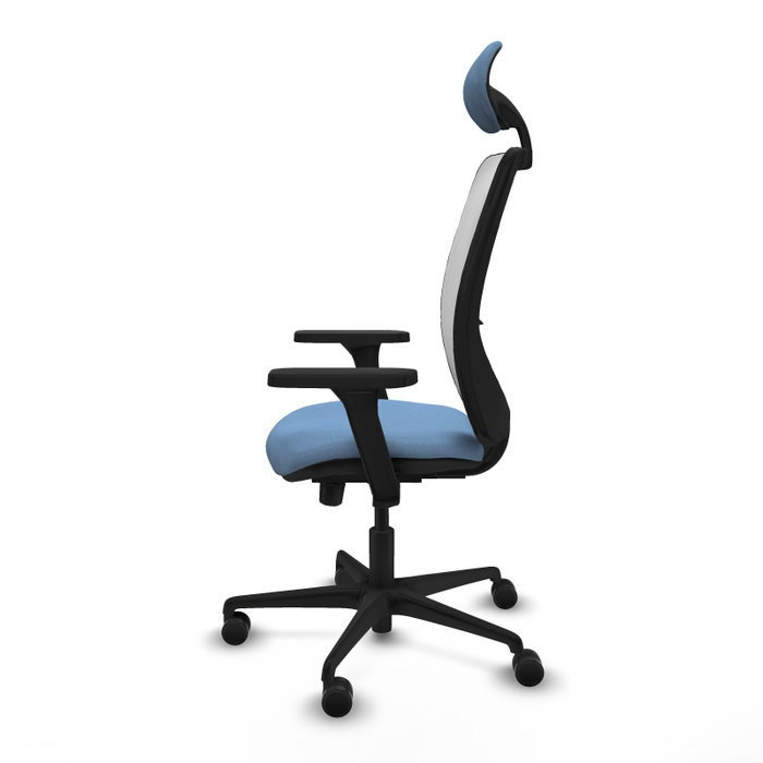 PIQUERAS Y CRESPO Silla de oficina Zulema con mecanismo Sincro/Traslack, Azul cielo y Blanco
