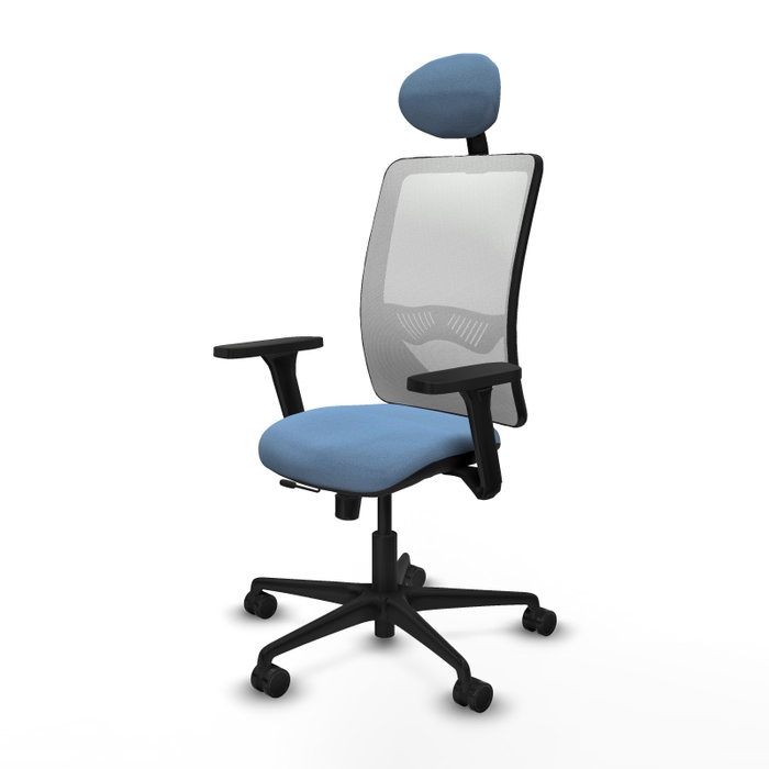 PIQUERAS Y CRESPO Silla de oficina Zulema con mecanismo Sincro/Traslack, Azul cielo y Blanco