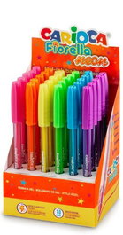 Boligrafo Carioca Fiorella Gel Neon Expositor De 30