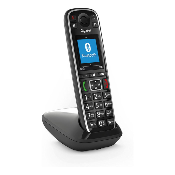 Gigaset E720 Teléfono Inalámbrico DECT/Analógico, Teléfono para Mayores, Botones Grandes Retroiluminados, Compatible con Audífonos, Negro