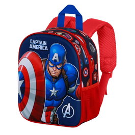 Karactermania Mochila 3D Capitán América Patriot, Mochila Preescolar con Relieve Frontal y Bolsillo Lateral, Multicolor, 26 x 11 x 31 cm