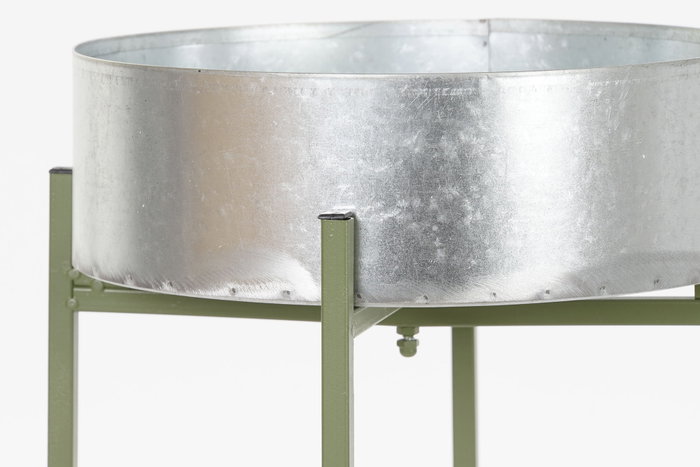 DKD Home Decor Macetero para Terraza y Jardín Plateado Verde Metal 27.5 x 63 x 27.5 cm (4 Unidades)