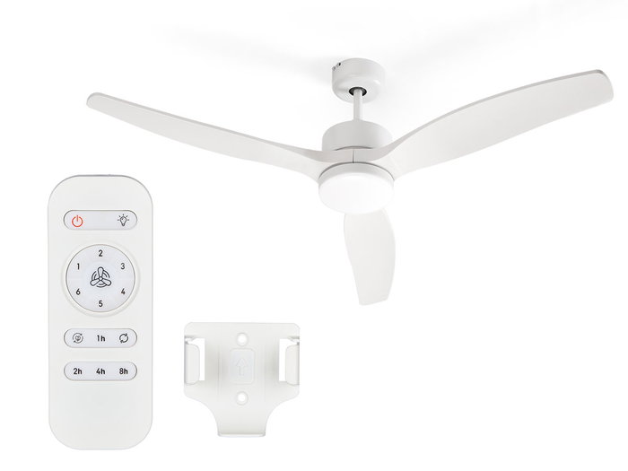 Argon Ventilador de Techo con Luz, 3 Aspas, Blanco, 40W, Motor DC, Mando a Distancia, 116x45x116 cm