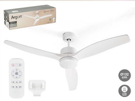 Argon Ventilador de Techo con Luz, 3 Aspas, Blanco, 40W, Motor DC, Mando a Distancia, 116x45x116 cm