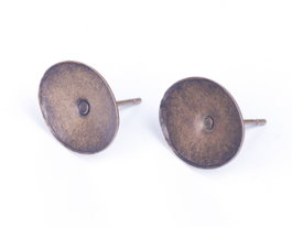 Innspiro Pendiente metálico para incrustar base óvalo dorado envejecido 13,0x10,7mm