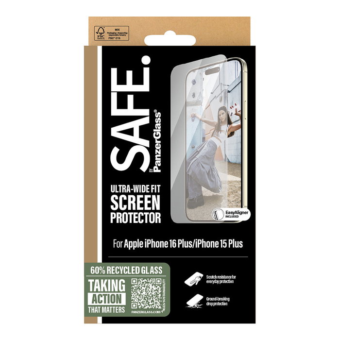 PanzerGlass SAFE Ultra-Wide Fit para iPhone 16 Plus y iPhone 15 Plus PanzerGlass SAFE Ultra-Wide Fit para iPhone 16 Plus y iPhone 15 Plus