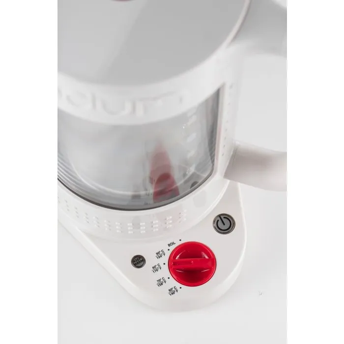 Bodum 11659 Bistro Hervidor eléctrico 1500W, 1.1L, Blanco Crema, Selector de Temperatura