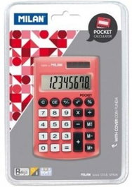 MILAN Calculadora de bolsillo Pocket Touch roja de 8 dígitos