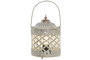 DKD Home Decor - Farola Árabe de Metal y Cristal, Color Blanco y Dorado, Dimensiones 13.5 x 19 x 13.5 cm