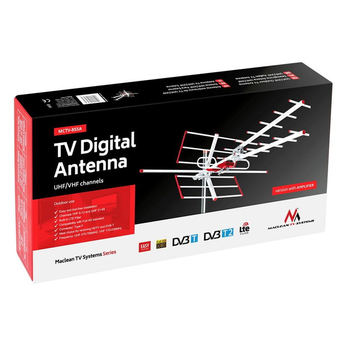 Maclean MCTV-855A Combo TV UHF DVB-T/T2 H.265 HEVC con filtro LTE
