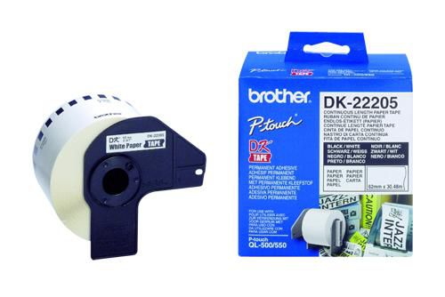 Brother DK-22205 Cinta Continua de Papel Blanco de 62 mm x 30,48 m Brother DK-22205 Cinta Continua de Papel Blanco de 62 mm x 30,48 m