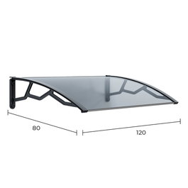 Art Plast Marquesina alveolar de policarbonato transparente de 4 mm con soportes gris oscuro, 80 x 120 cm