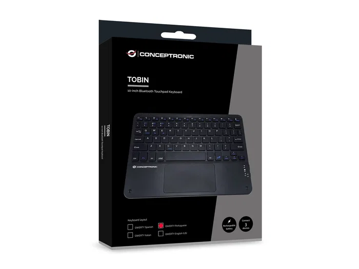 Conceptronic Teclado mini bluetooth 10 pulgadas con touchpad Tobin01PT portugués
