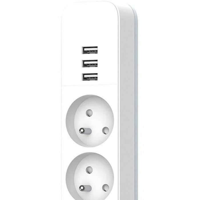 Quarx Regleta de 4 tomas con 3 puertos USB y cable de 1,5 m