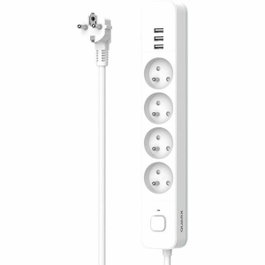 Quarx Regleta de 4 tomas con 3 puertos USB y cable de 1,5 m
