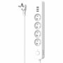 Quarx Regleta de 4 tomas con 3 puertos USB y cable de 1,5 m