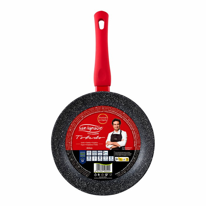 San Ignacio Toledo Sartén de Aluminio Forjado de 24 cm, Rojo