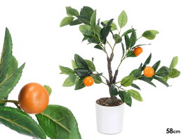 Ibergarden Planta Naranjo 58 cm, Plástico, Espuma, Melamina, Blanco, Marrón, Naranja, Verde (Set de 6)