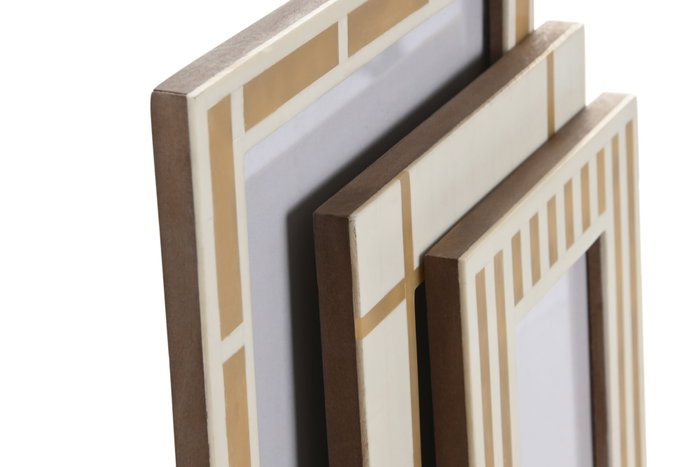 DKD Home Decor Set de 3 Marcos de Fotos en Resina Blanco